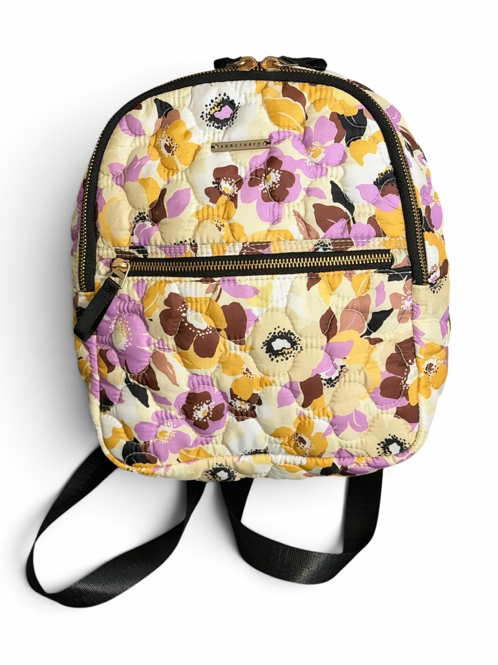 Sanctuary Quilted Floral Mini Backpack in Yellow, Pink & Brown
